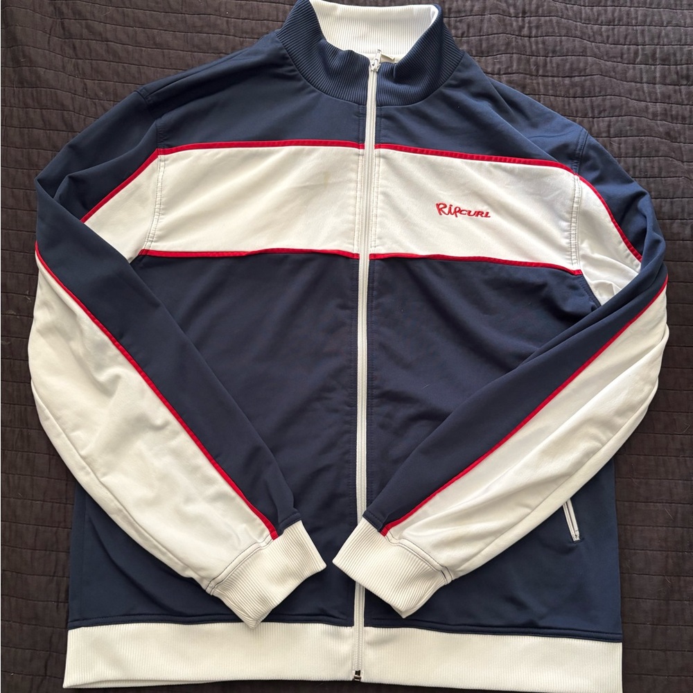 Rip Curl “The Search” Track Jacket Navy Blue Red and White Mens L